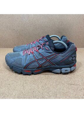 Asics Gel-Kahana 8 Mens Trail Running Shoes Gray/Red Size 9 Lightweight Comfort